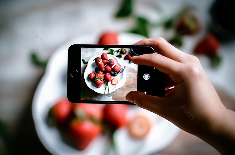 厨师拍摄草莓冰淇淋,高清,摄影图,摄影图片,图片大全,摄影图免费下载